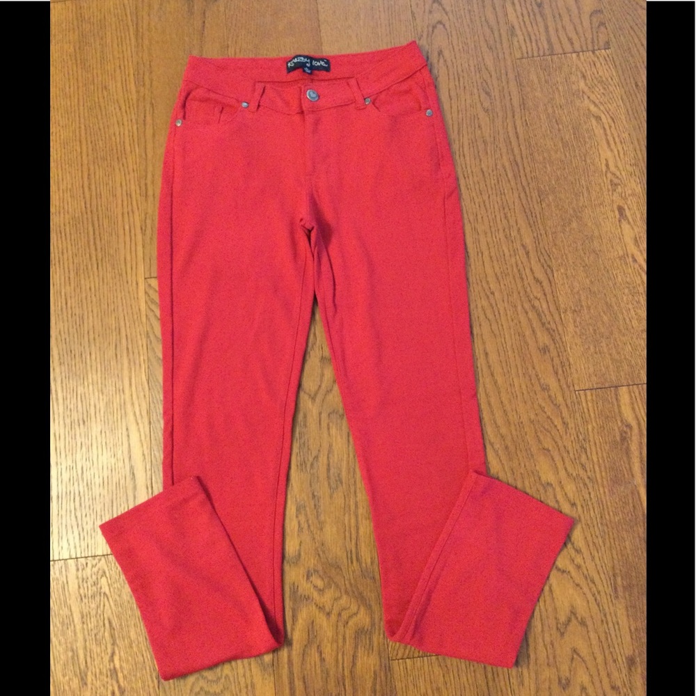 Krazy Love bright red skinny jeans in small. Preowned.